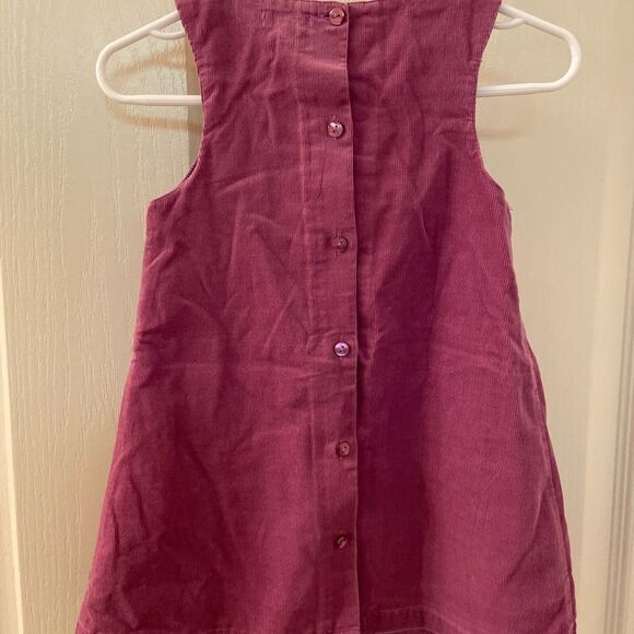 Grain de ble Girls Purple Corduroy Pinafore Button Down Back Dress Sz 24 Months - Picture 6 of 6